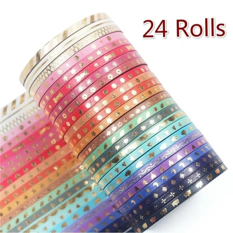 24 rouleaux de ruban adhésif Washi à motif de paillettes