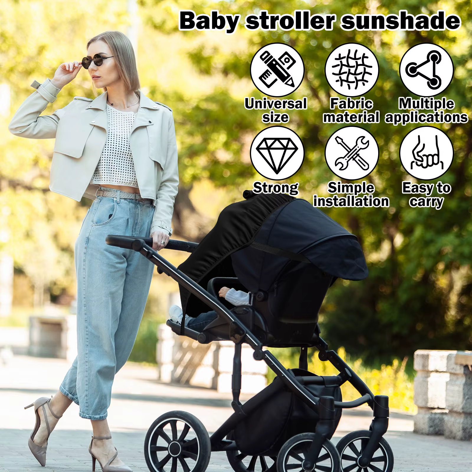 Pare-soleil universel pour poussette de bébé, Protection UV, couverture d'auvent, imperméable et respirante, accessoires de Protection solaire pour poussette