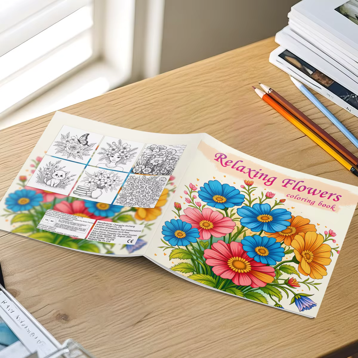 Livre de coloriage relaxant aux fleurs pour adultes – Anti-stress