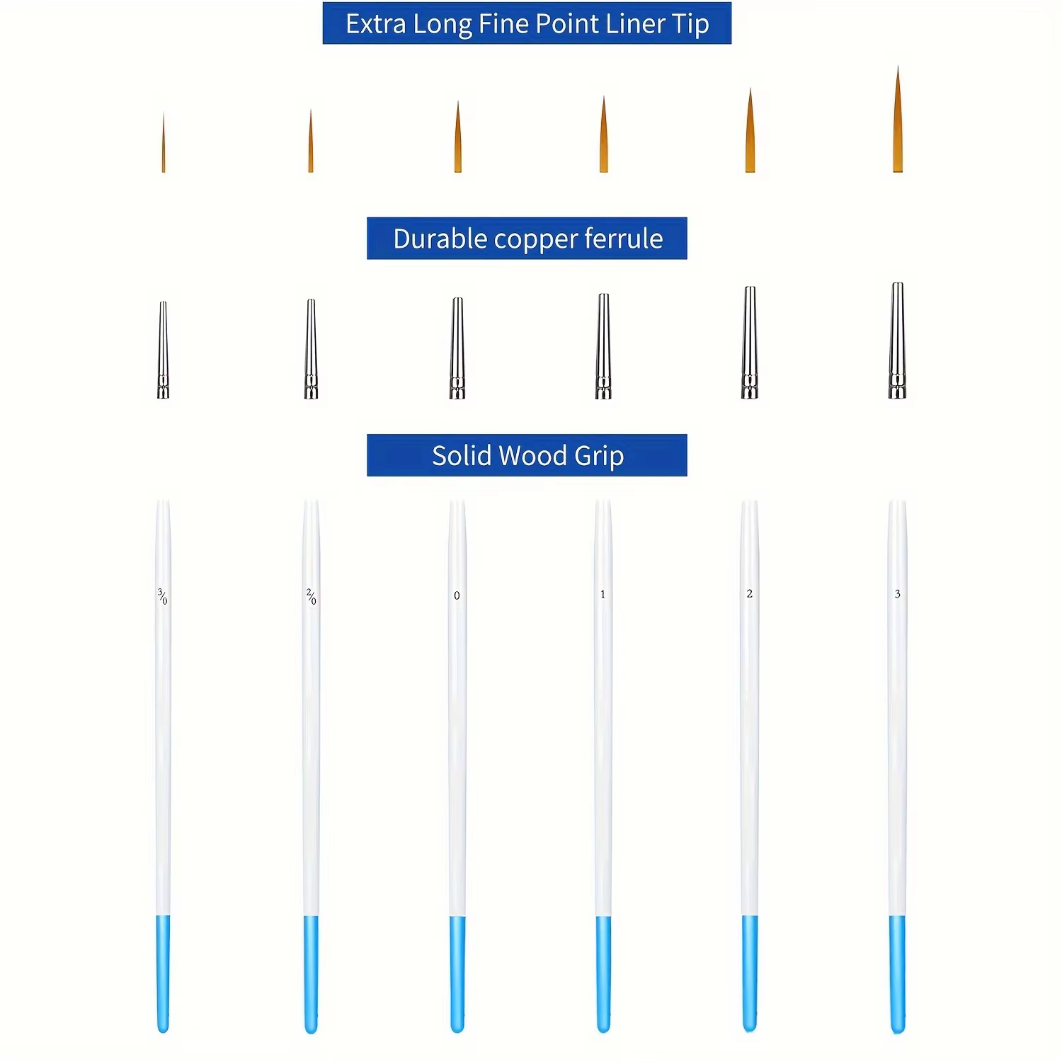 Ensemble de 6 brosses de brossage minces de haute qualité
