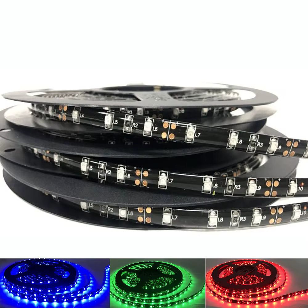 Bande LED UV ultraviolette 12V 5m, étanche IP20/IP65, 395nm, 60/120 LED/m, 2835 SMD, PCB blanc/noir, fluorescence