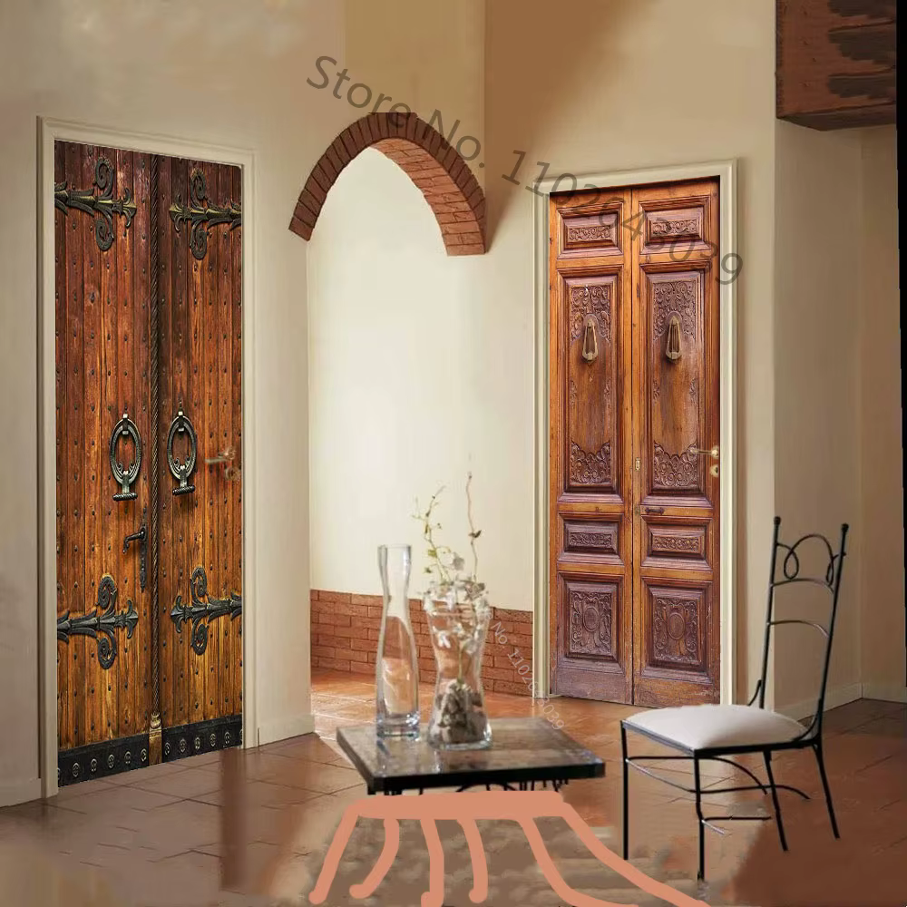 Autocollant de portes en bois d'imitation