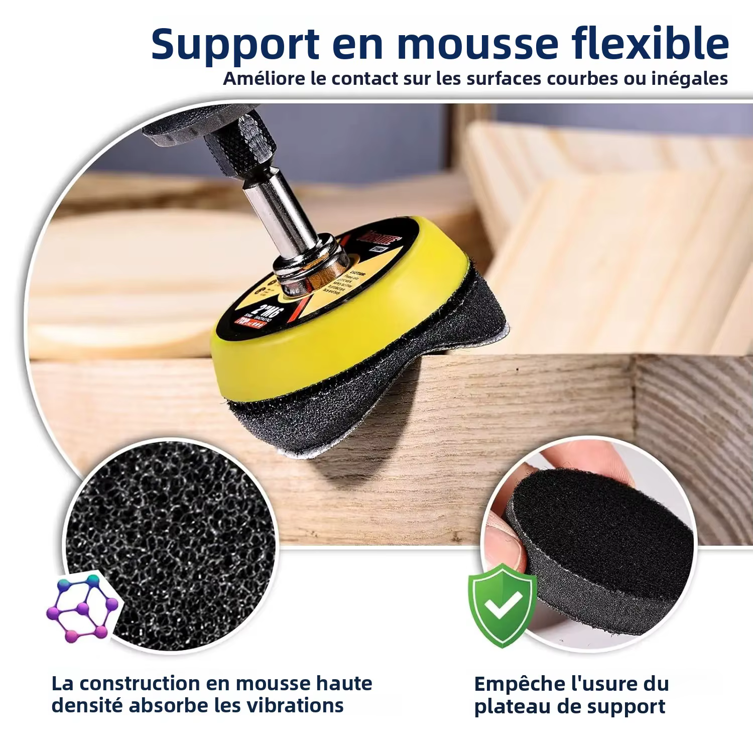 Disque de ponçage à crochet et boucle de 2 pouces