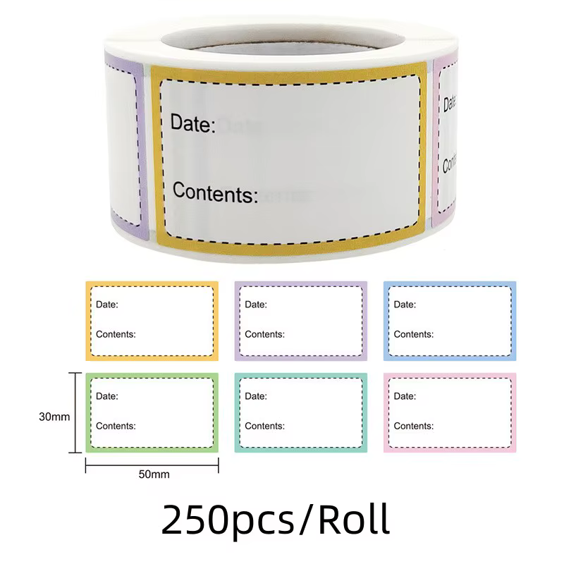 Rouleau d'étiquettes autocollantes de cuisine, 250 pièces/rouleau, pour Date, pour conservation des aliments, étanches, amovibles, pour congélateur