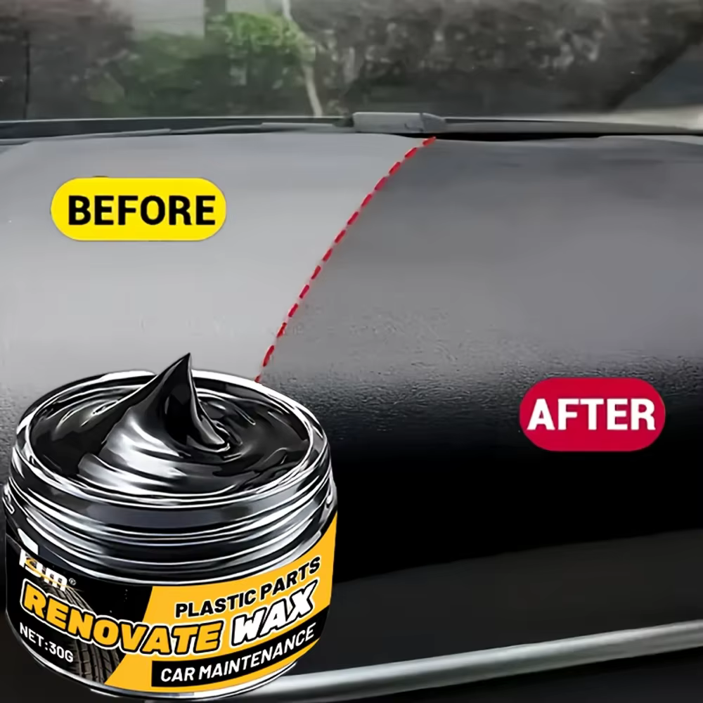 1 pot de cire de restauration et de protection noire brillante pour l'intérieur de la voiture - Revêtement en plastique
