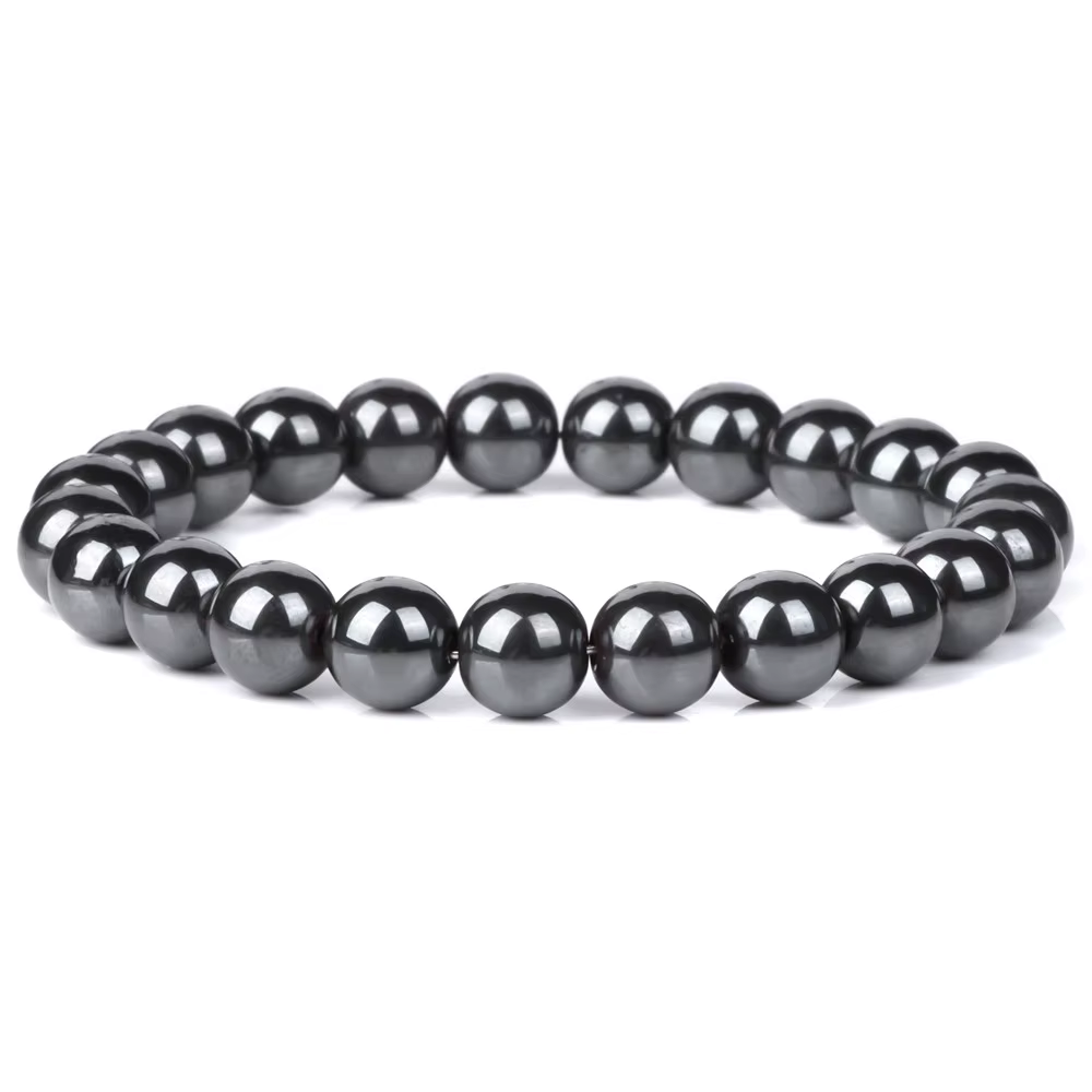 Bracelet en hématite pour hommes, perte de poids, perle d'hématite noire non magnétique, guérison, thérapie de santé, équilibre, bijoux cadeau