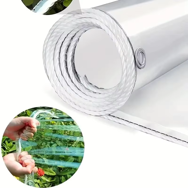 Bâche transparente imperméable en PVC avec œillets