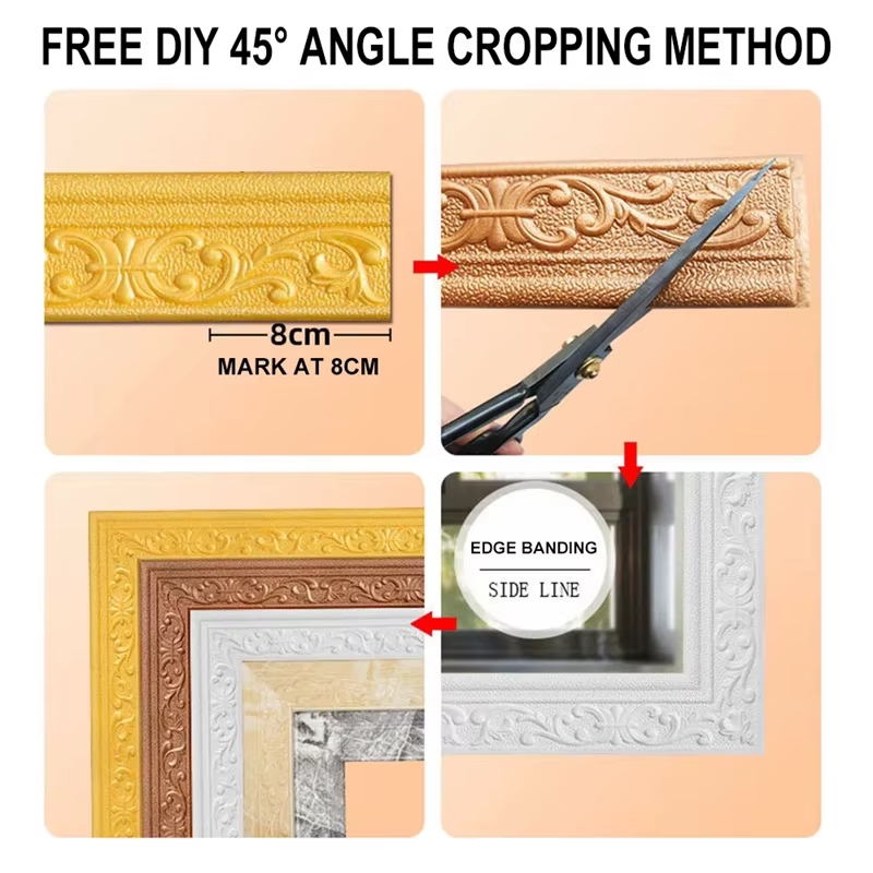 Bande de bordure murale 3D autocollante imperméable de 10 m/rouleau pour plinthe et décoration