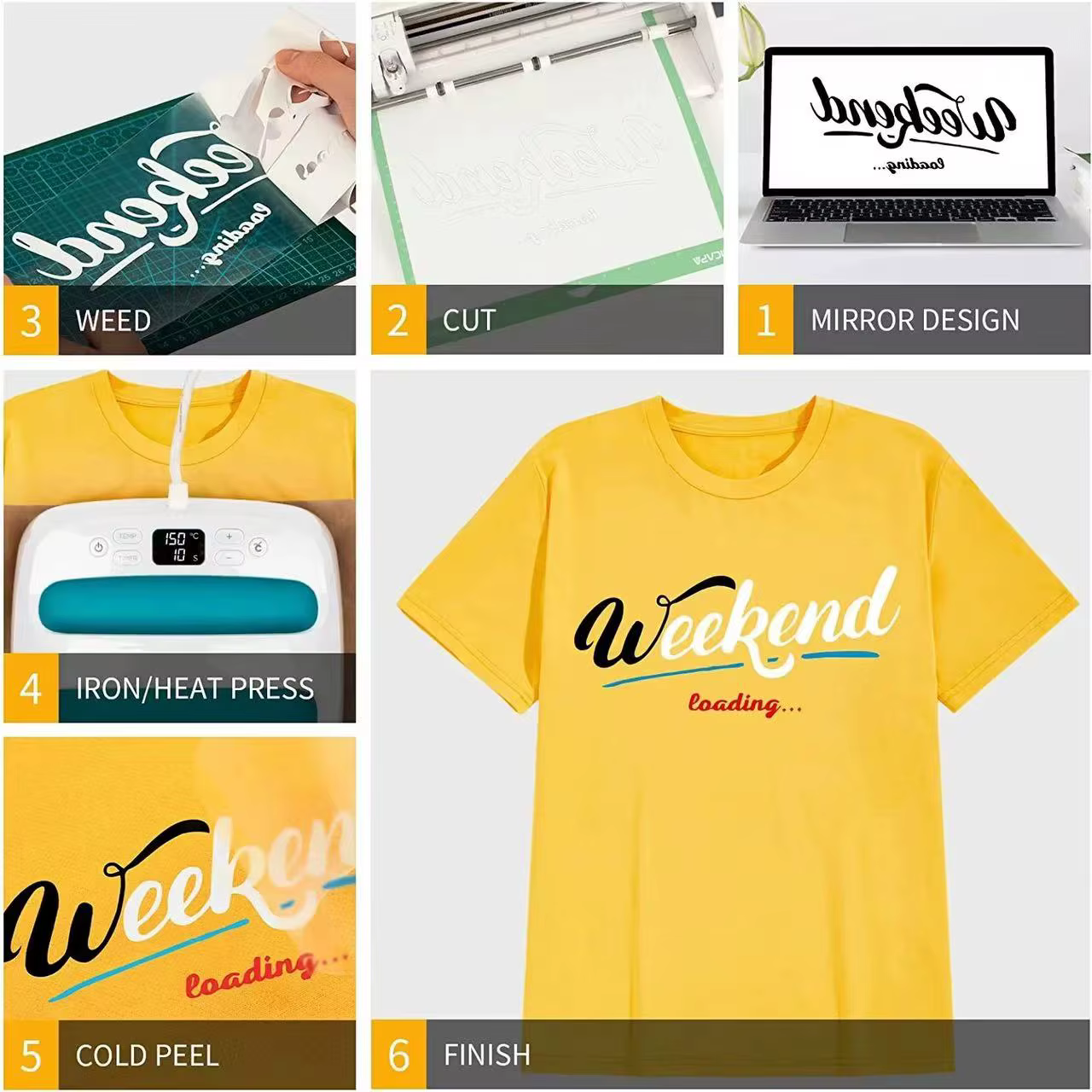Rouleau de vinyle HTV, rouleau de vinyle à transfert de chaleur Pu 12 "x 40"/30,5 cm x 20/25/100/150 cm Films décoratifs motif T-shirt fer sur impression HTV
