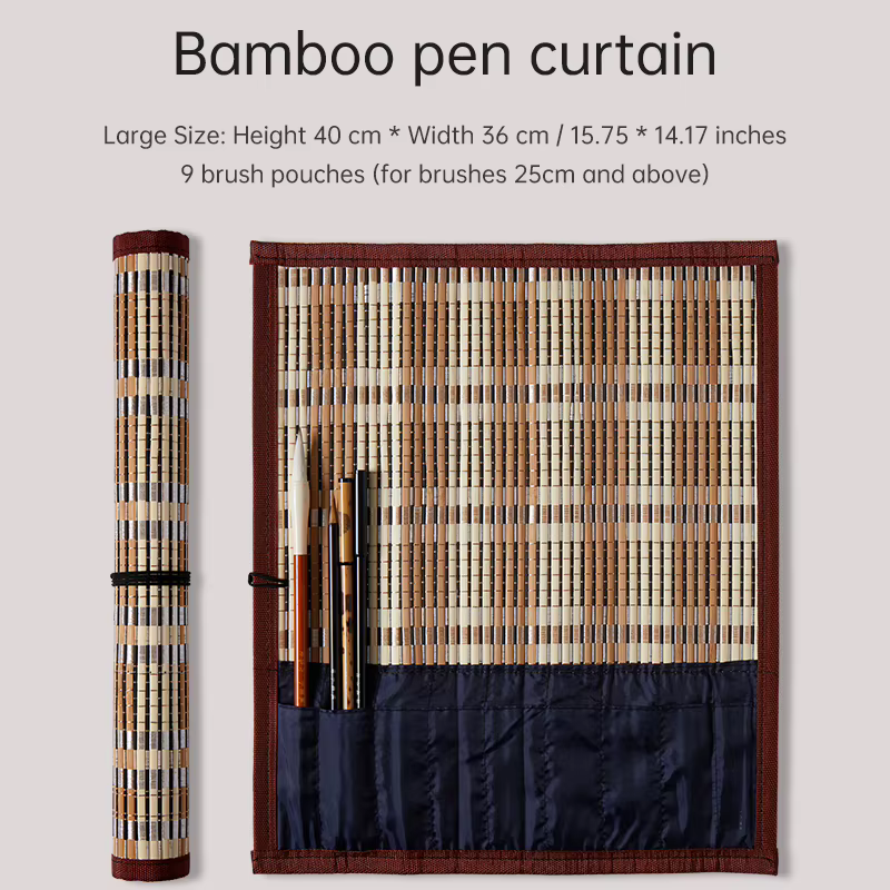 Rouleau de pinceaux de calligraphie en bambou