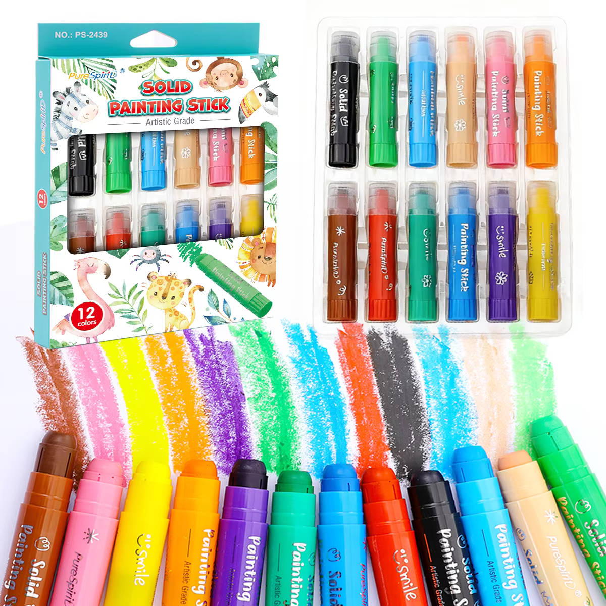 8/12 couleurs artisanat bâtons de peinture couleur solide bâton
