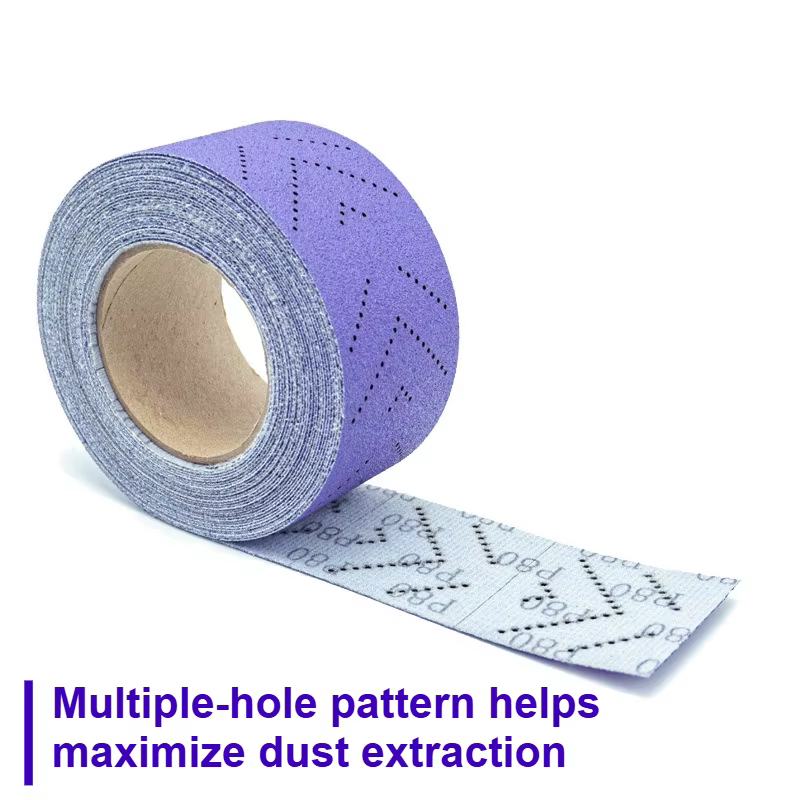 Rouleau de papier abrasif 70 mm x 12 m multi-perforé