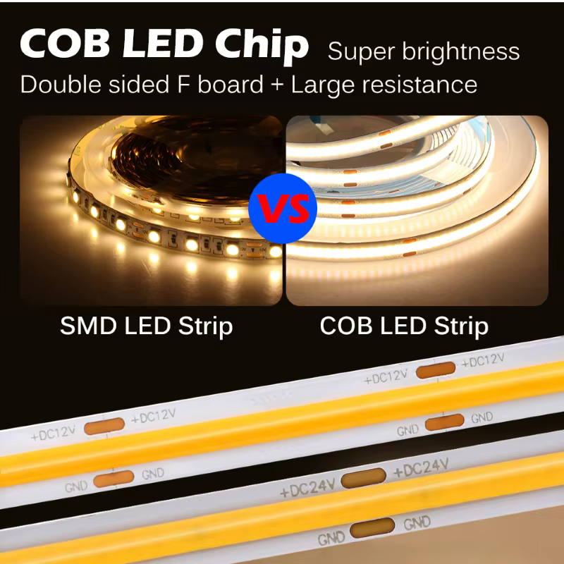 Bande lumineuse LED COB, DC12V RA90 480 K 3000K 4000K, 6000 pièces