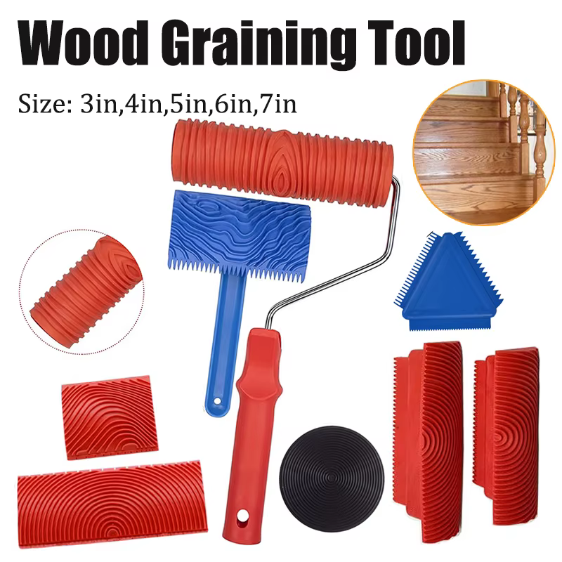 Ensemble d'outils de grain de bois en caoutchouc