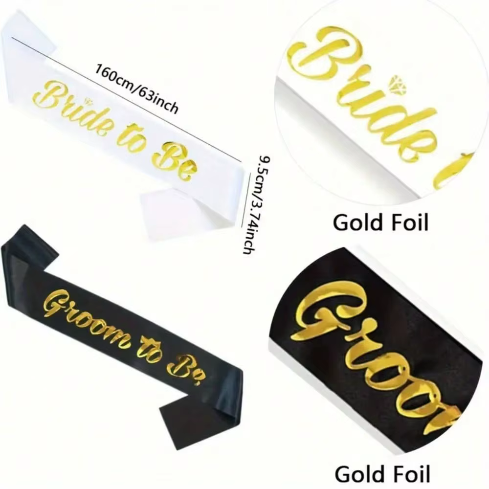 2 pièces : Bretelles pour future mariée et rubans cérémoniels pour future marié, adaptés aux mariages, aux fêtes de fiançailles et aux enterrements de vie de garçon.