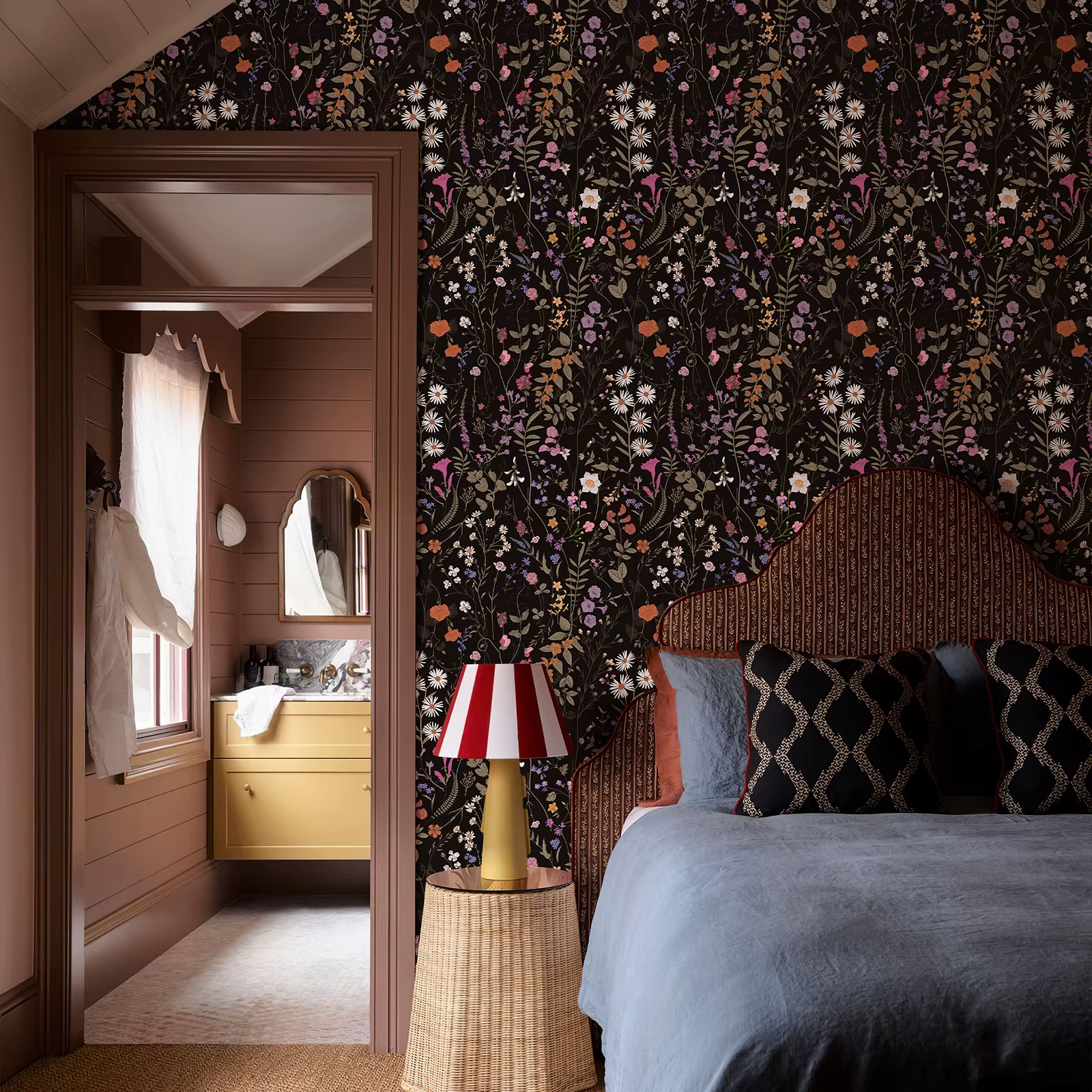 1 rouleau 44 cm x 300 cm noir floraison fleur PVC papier peint Morden imperméable vinyle salon bureau décoration murale avec adhésif