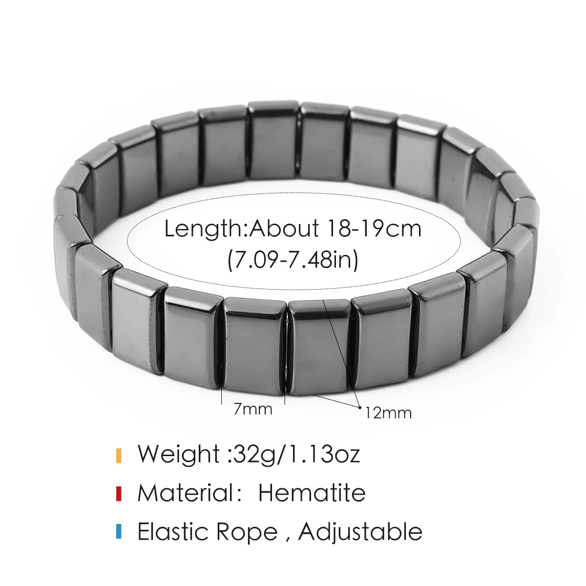 Bracelet en hématite pour hommes, pour retrouver votre confiance, en pierre d'hématite naturelle, perles extensibles, bracelets de guérison, bijoux cadeau