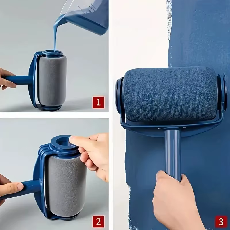 Rouleau de peinture rechargeable avec rangement intégré