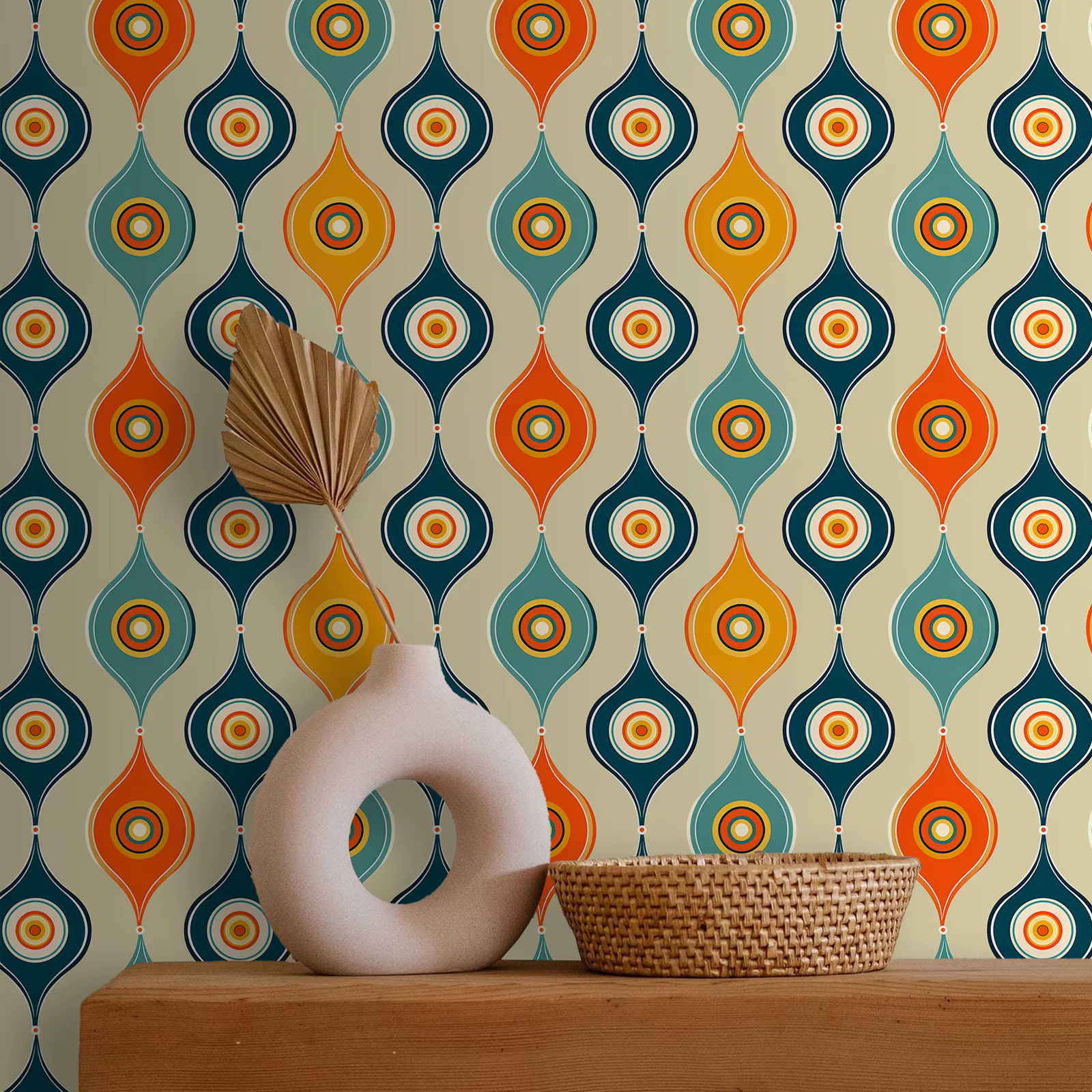 Papier peint circulaire coloré vibrant pour mur