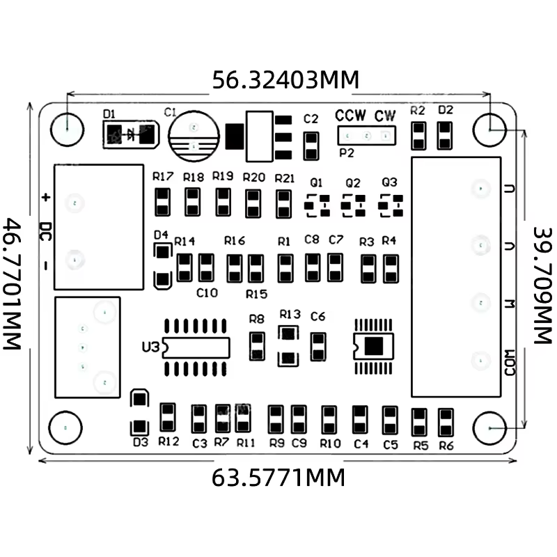 Carte contrôleur de pilote de moteur CC sans balais avec barrage, protection contre la tension et le courant, disque dur, fil 3/4, 5V, 12V