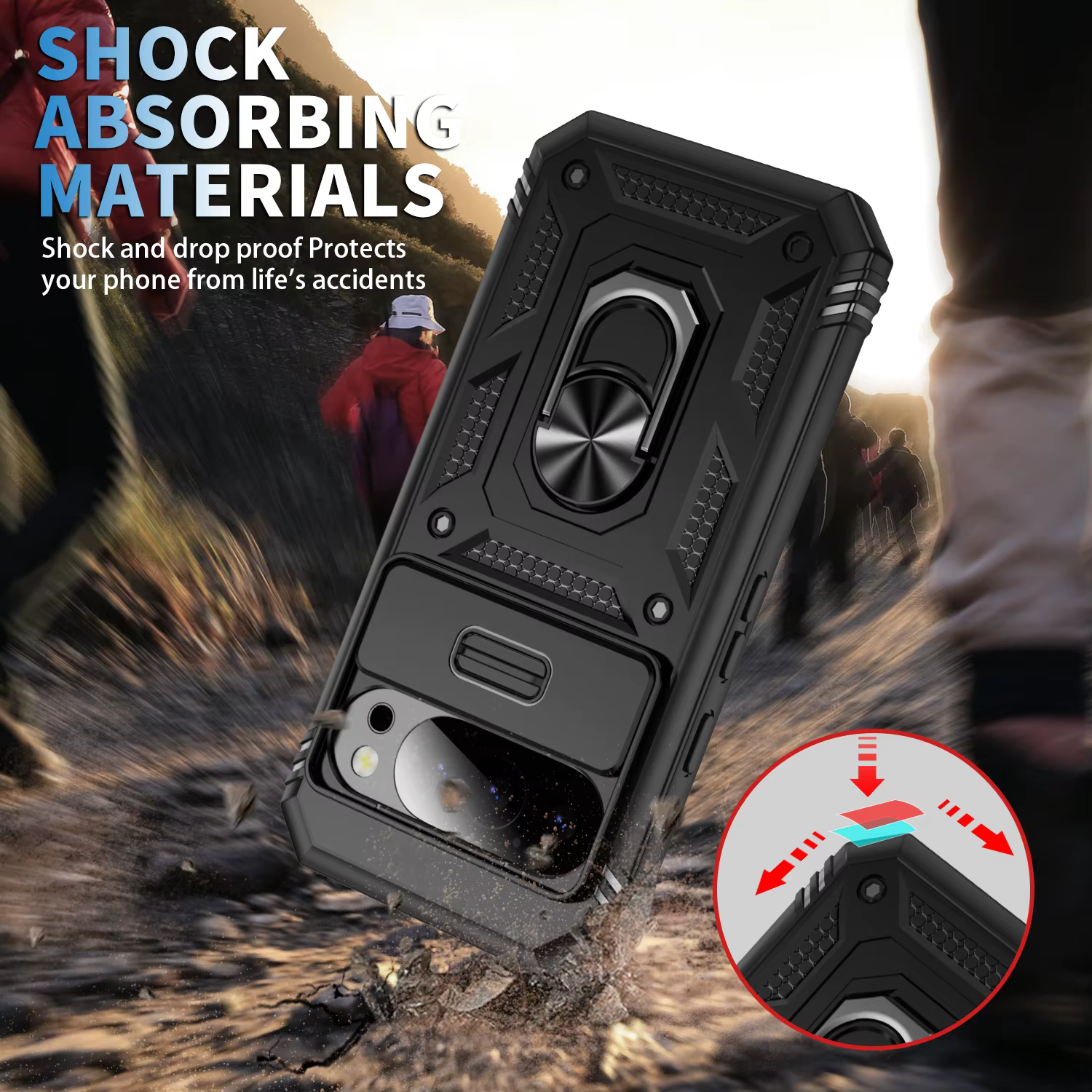 Coque de protection robuste avec béquille rotative à 360 degrés et protection coulissante pour appareil photo pour Google Pixel 10 9 8 6 Pro XL 9A 8A