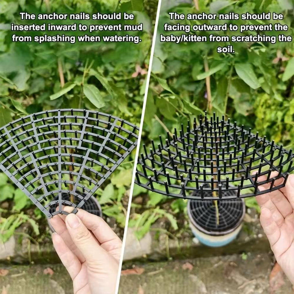 Grille de protection de sol respirante en maille pour pot de plantes, à découpes à pointes, réversible, pour la protection du sol