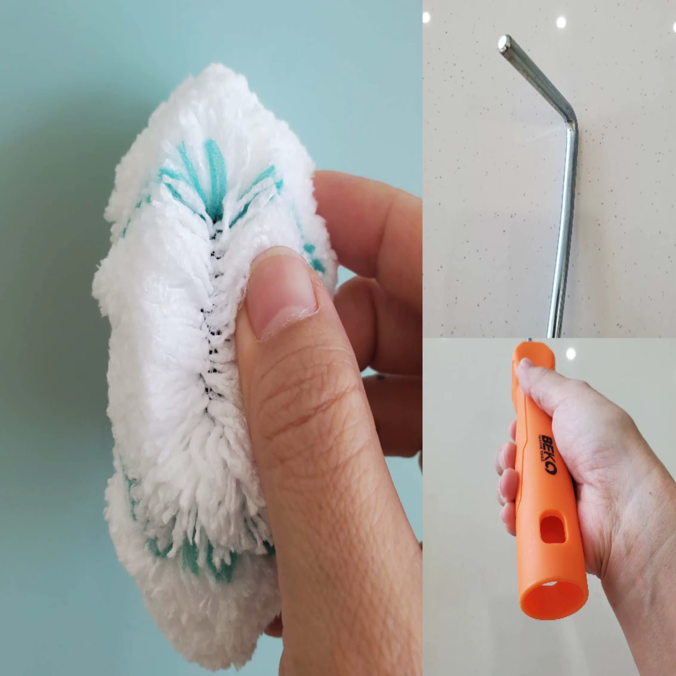 Rouleau de peinture d'angle en forme de citrouille avec 1 support et 2 rouleaux amovibles