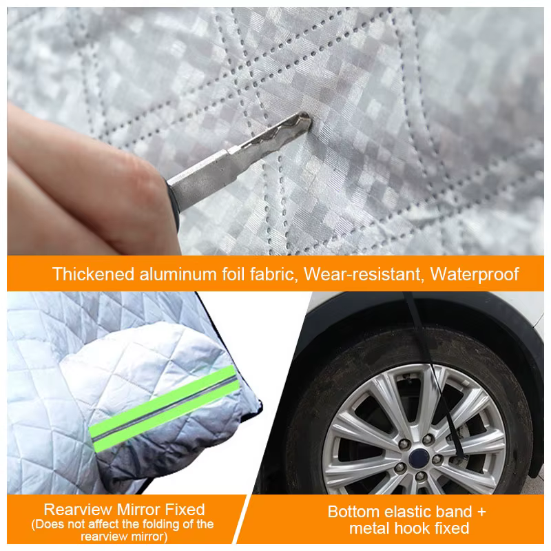 Housse de pare-brise de voiture, pare-soleil avant, demi-housse, protection extérieure contre la neige pour véhicules, protection solaire pour berlines et SUV