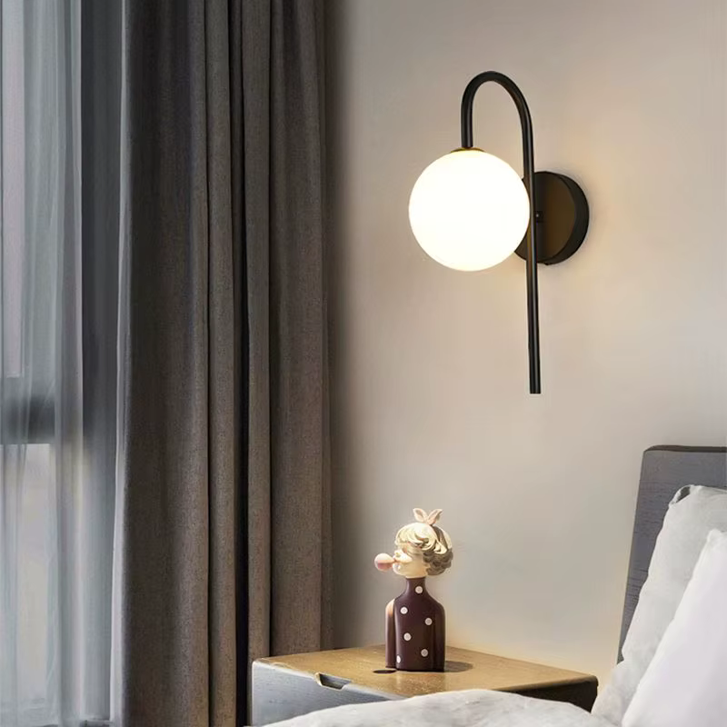 Applique Murale LED en Boule de Verre Givré