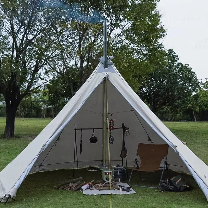 Capot de cheminée pour poêle à bois de camping 62 mm en acier inoxydable, avec protection anti-étincelles et protection contre la pluie, résistant à la chaleur, pour tente