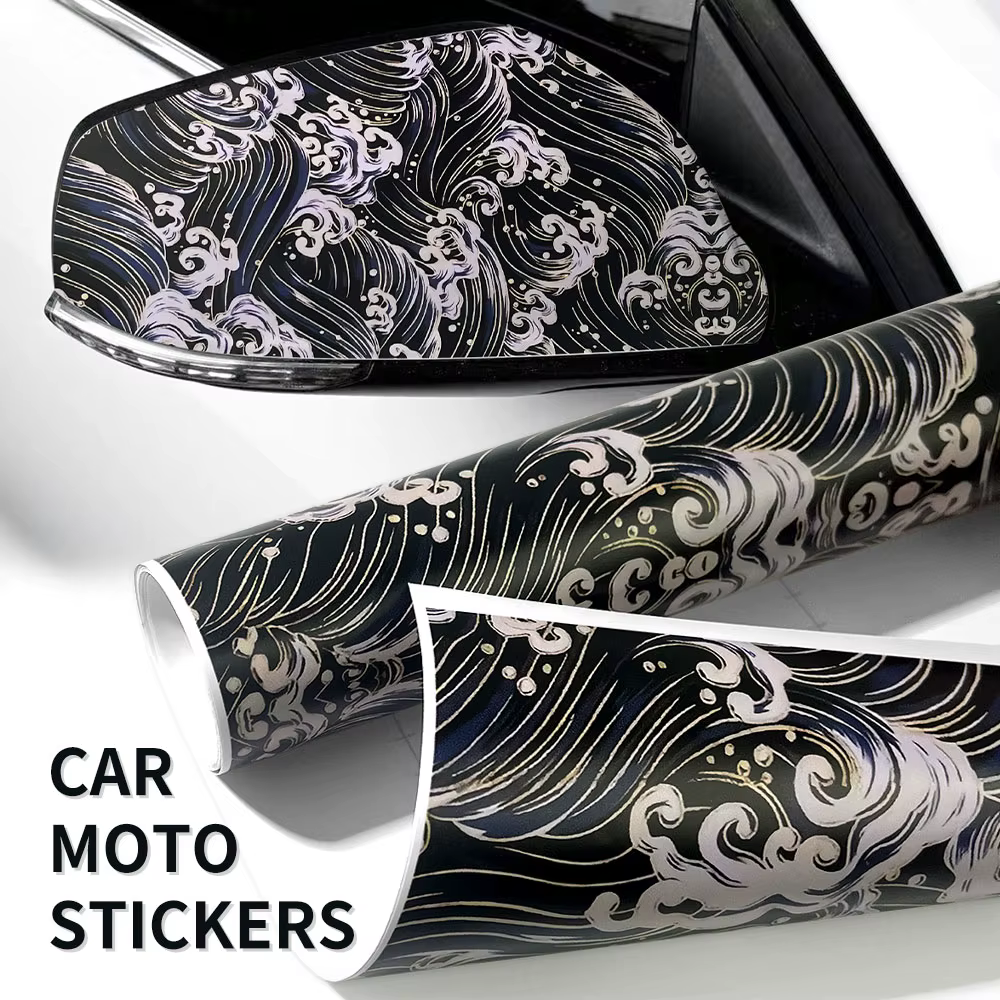1 rouleau de dessin animé vague Graffiti voiture vinyle Wrap imperméable auto-adhésif voiture Film bricolage véhicule moto vélo planche à roulettes ordinateur portable bateau