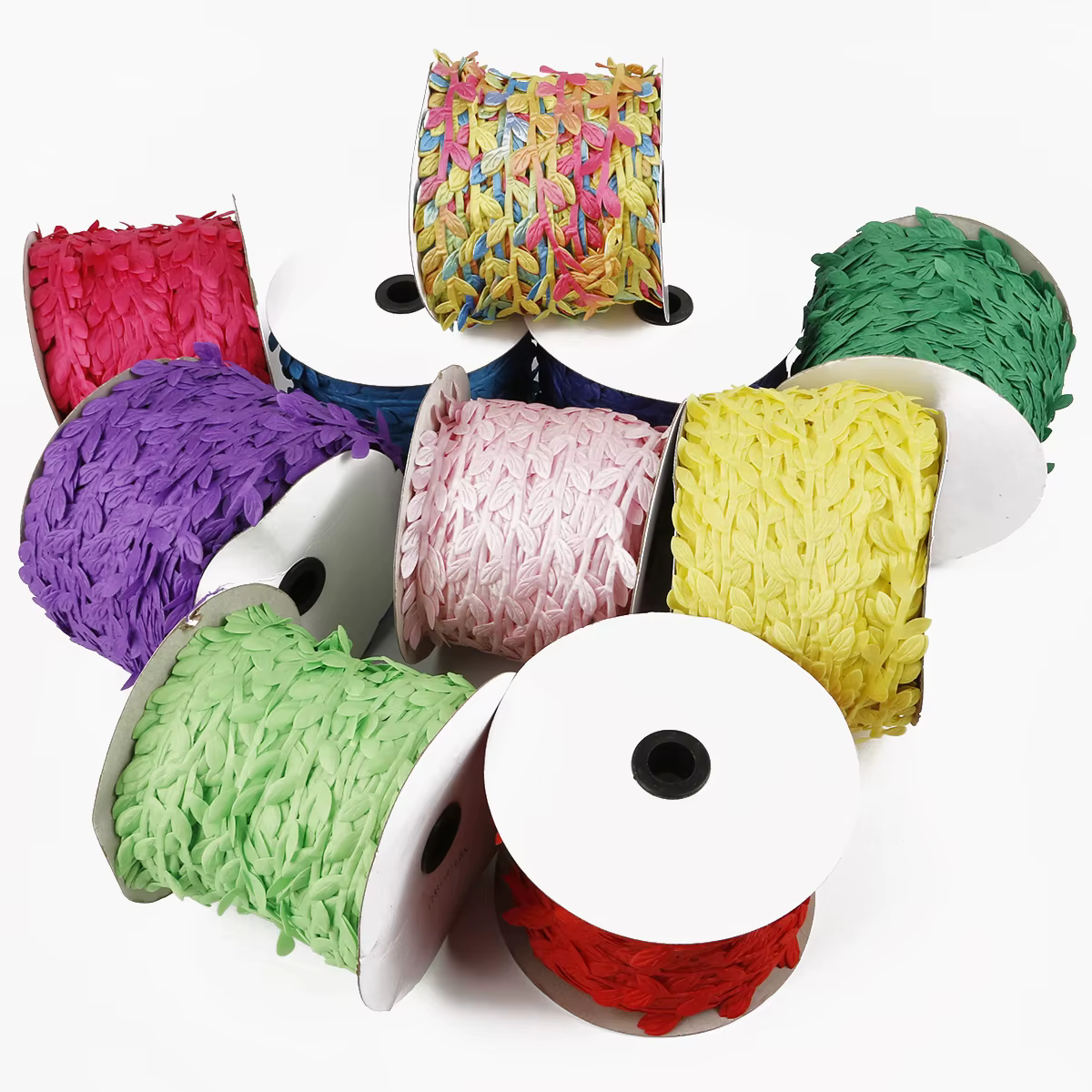 10m 3CM de large coloré broderie Polyester tissu feuilles rubans garnitures fleur pour coudre ruban fête thème Costume décorations