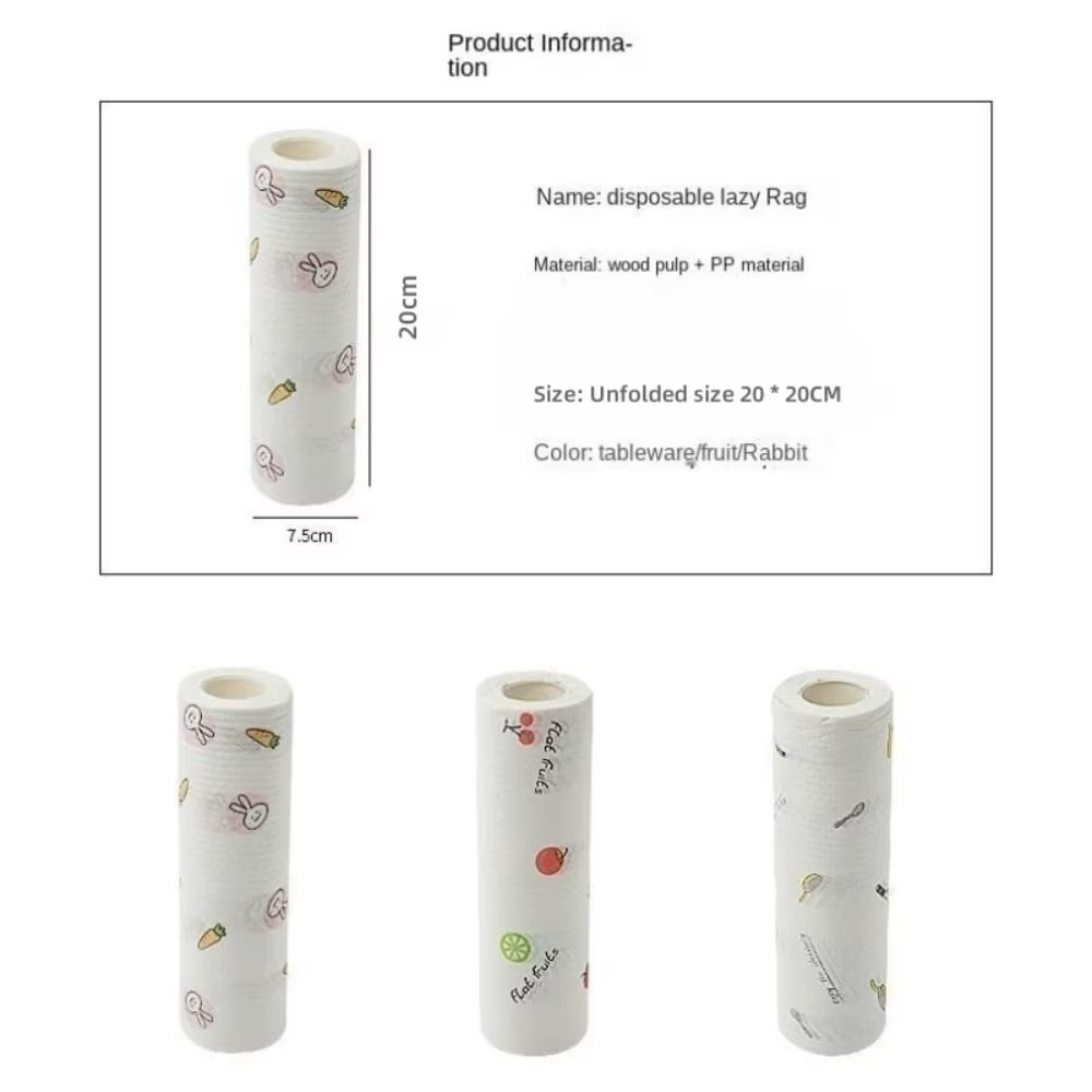 1 Rouleau/400 Feuilles de Chiffons Non-Tissés Jetables Épaissis Dégraissants pour Nettoyage Facile