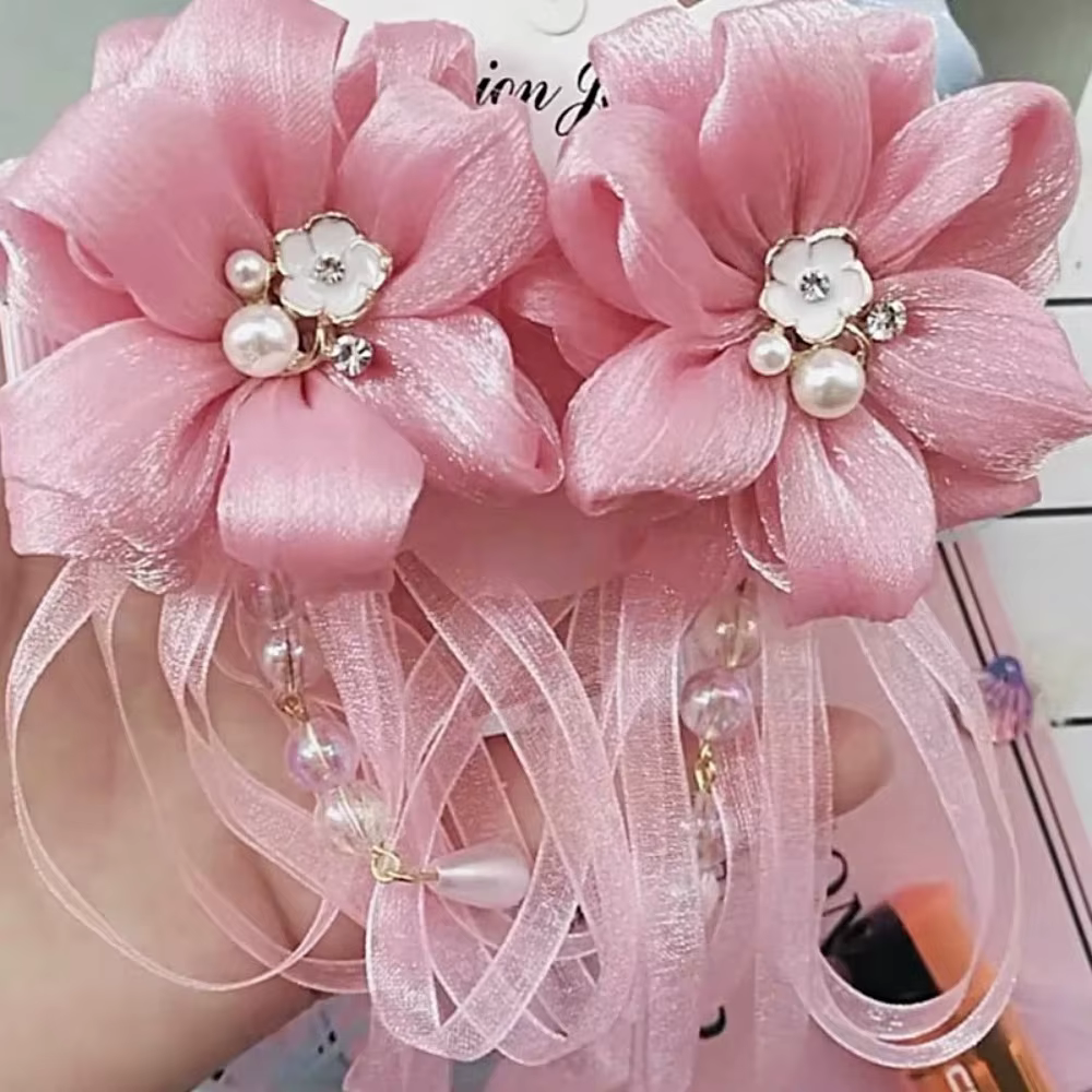 Nouveau Ruban en mousseline de soie plissée de 5M, 6cm de large, bricolage, fil de Tulle, ruban à nœud, Bouquet de coiffure