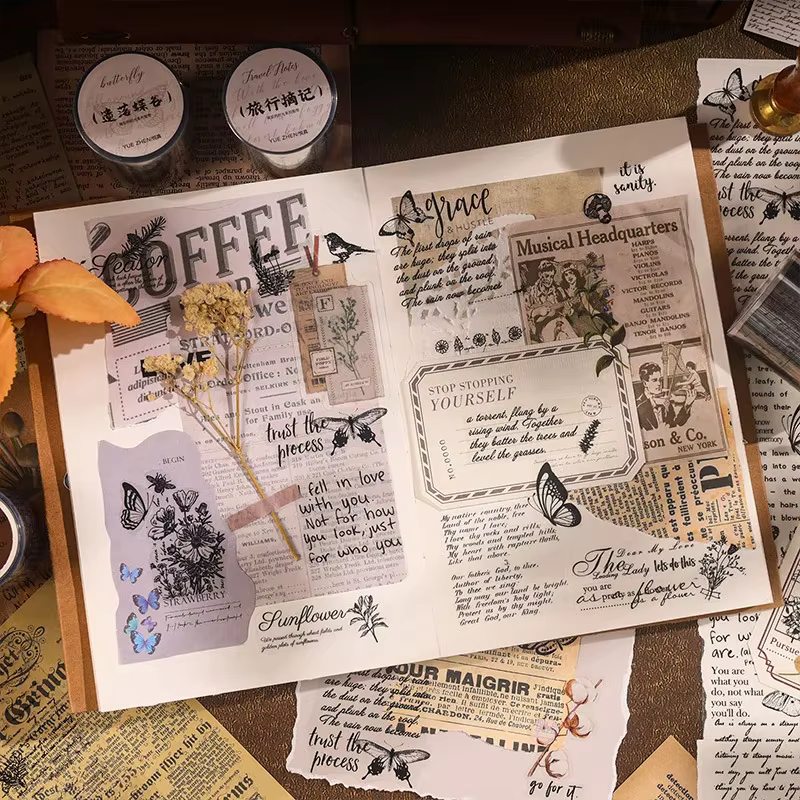 Journamm 50mm * 3m lettres Vintage bandes PET bricolage Scrapbooking planificateurs décor Journal indésirable étanche