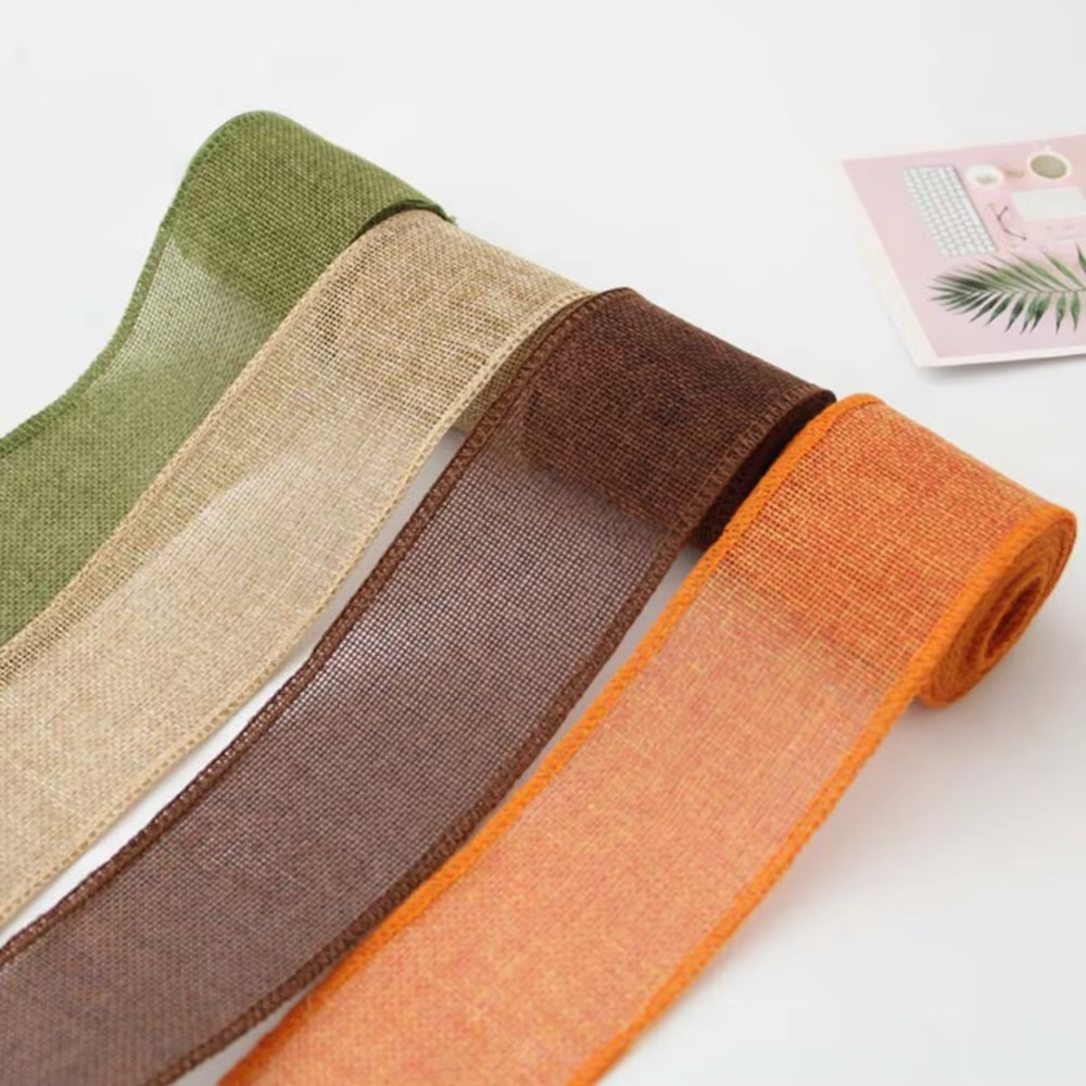 Rouleau de Ruban Coloré en Toile de Jute Naturelle