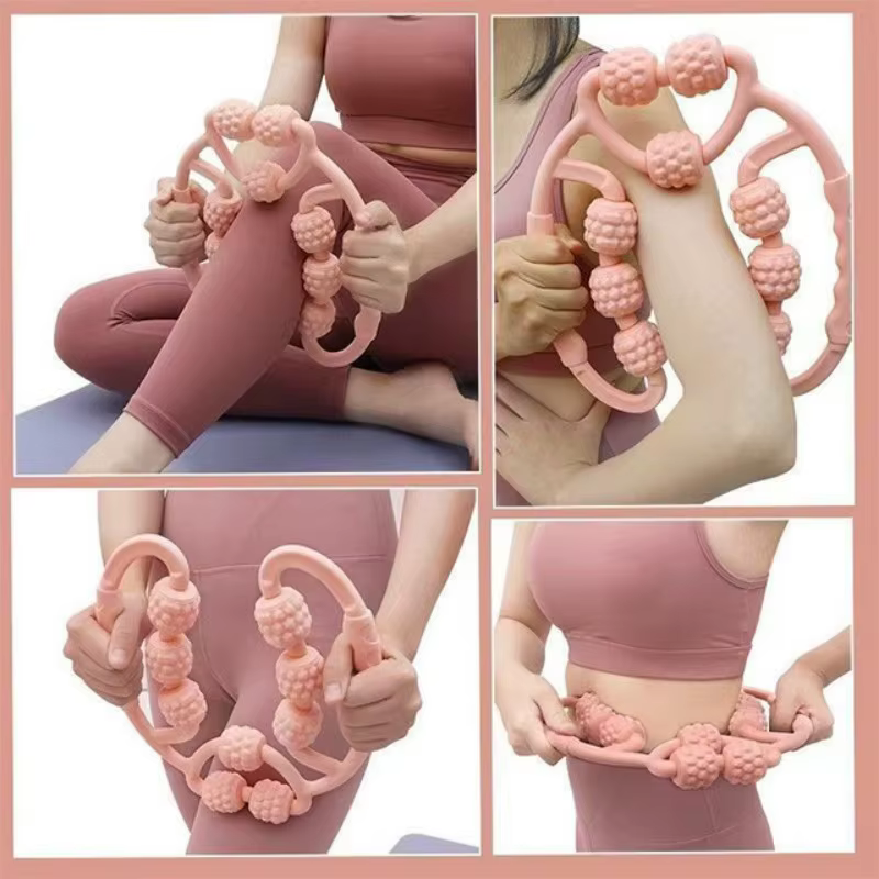 Masseur de jambes à 9 roues 360° °   Outil de massage enveloppant pour la relaxation des muscles des jambes, des bras et des cuisses, yoga, fitness, amincissement