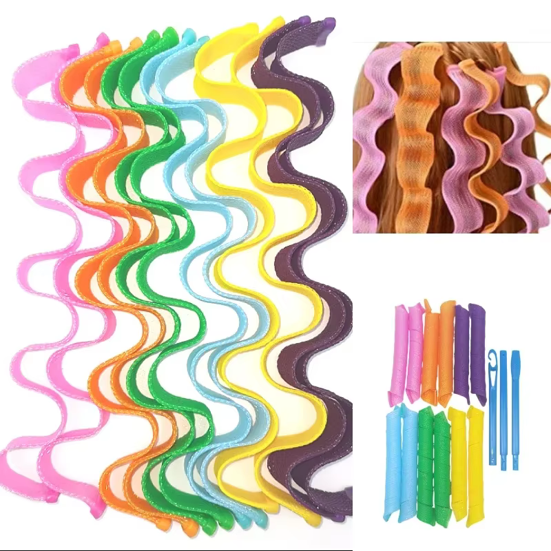 Bigoudis en spirale sans chaleur pour femmes boucles rondes sans forme d'onde bricolage 2 crochets 12 pièces 18 pièces 10 pièces