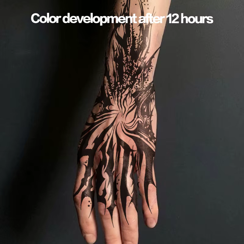 Tatouages Temporaires pour Homme, Faux Tatouage Sexy, Imperméable, Dos de la Main, Bras, Vaporisateur Foncé, Jus de Herbes, Autocollant de ix, Pas Cher, Y2K