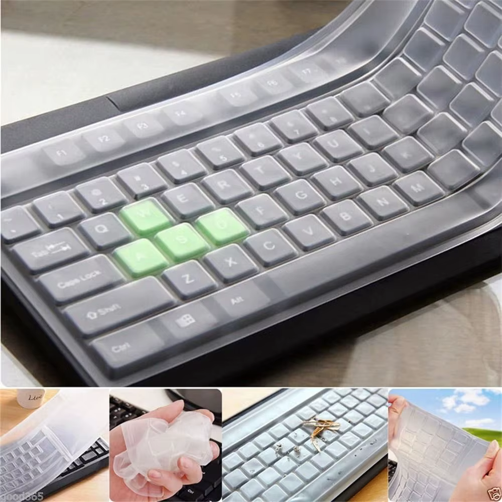 Couverture de clavier d'ordinateur de bureau en silicone étanche universel, film de protection de la peau transparente, coque anti-poussière, 1 pièce