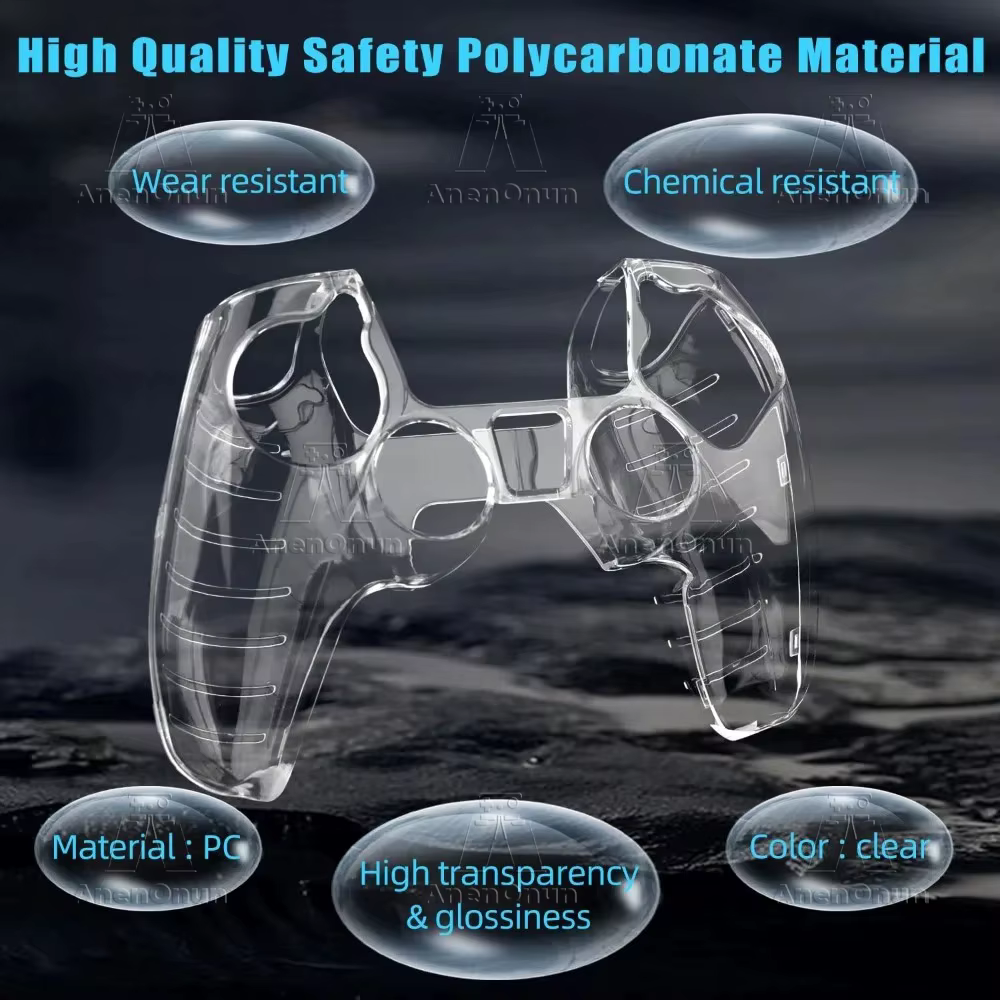 Étui de protection complet pour manette PS5, anti-chute, anti-rayures, antidérapant, coque rigide transparente, housse de protection ultra transparente pour manette de jeu