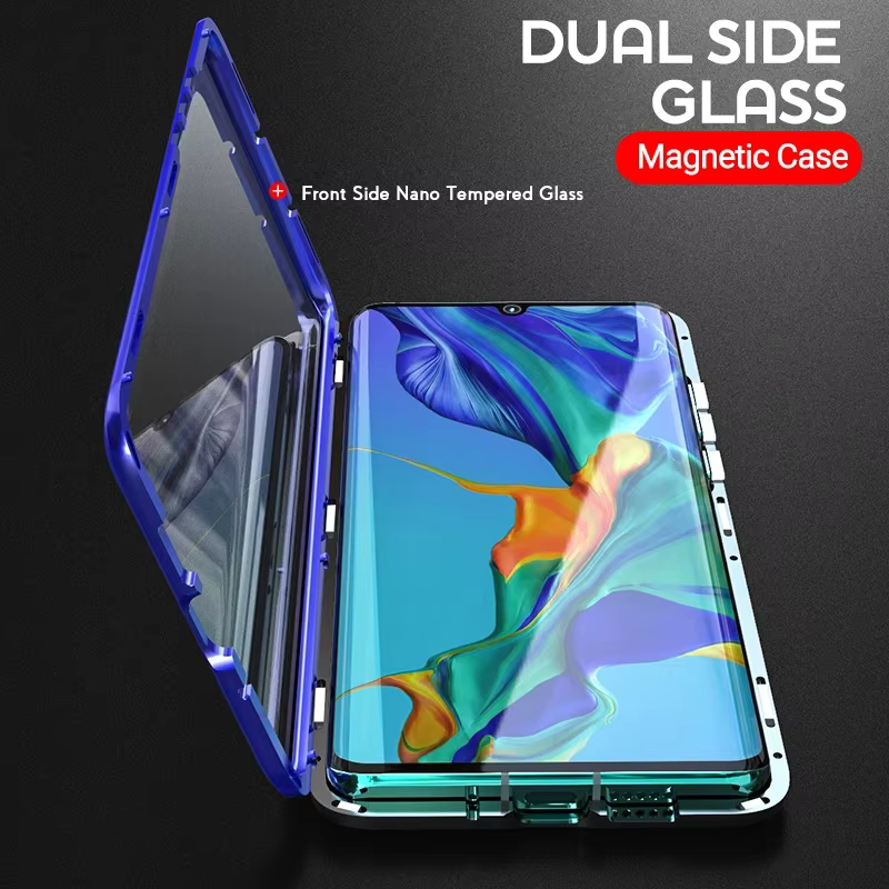 Étuis magnétiques en métal à protection intégrale 360° pour Samsung Galaxy A34 A35 A16 A56 A17 A36 5G, coque de téléphone avec dos en verre double face