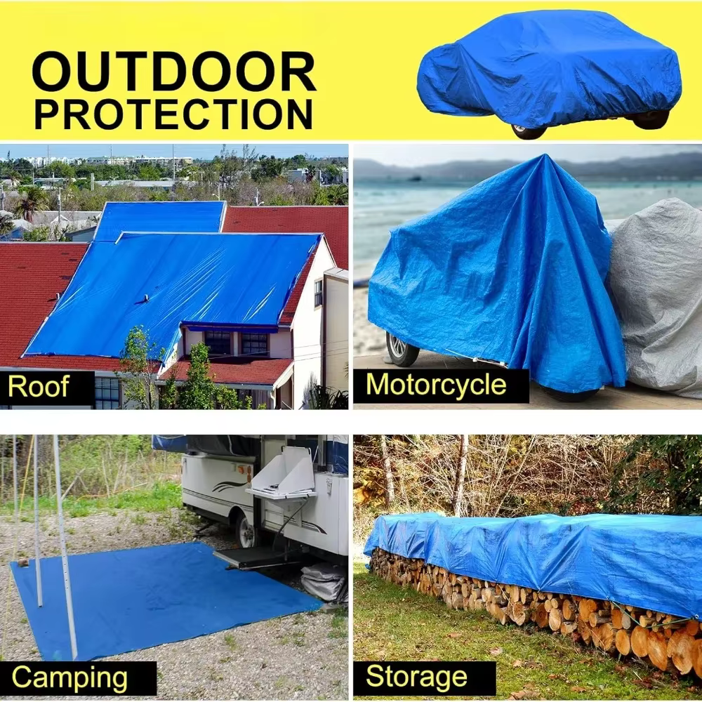 Bâche de protection imperméable grande taille en PE avec œillets métalliques