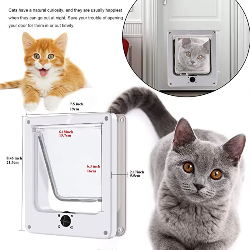 Porte directionnelle contrôlable pour entrée et sortie de chat, ouverture de porte multifonctionnelle créative pour chat, fournitures pour animaux de compagnie