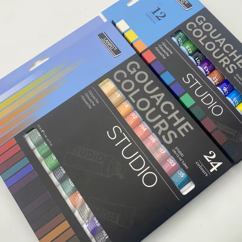 12 couleurs/24 couleurs Gouache peinture ensemble boîte Art
