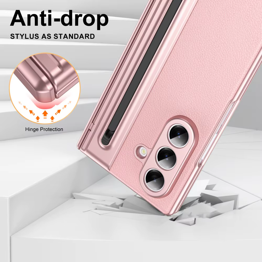 Z Fold7 luxe charnière Protection étui en cuir pour Samsung Galaxy Z Fold7 Fold 7 mode électronique stylo fente couverture avec Film de verre