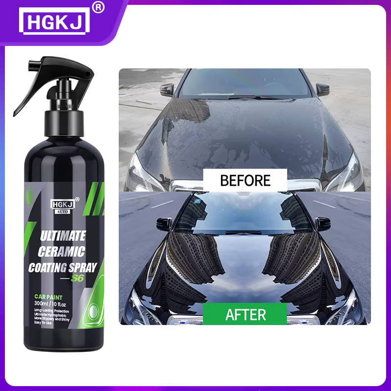 HGKJ S6 Spray de revêtement céramique ultime Protection de peinture hydrophobe haute brillance 9H Nano Top cire longue durée détail d'entretien de voiture