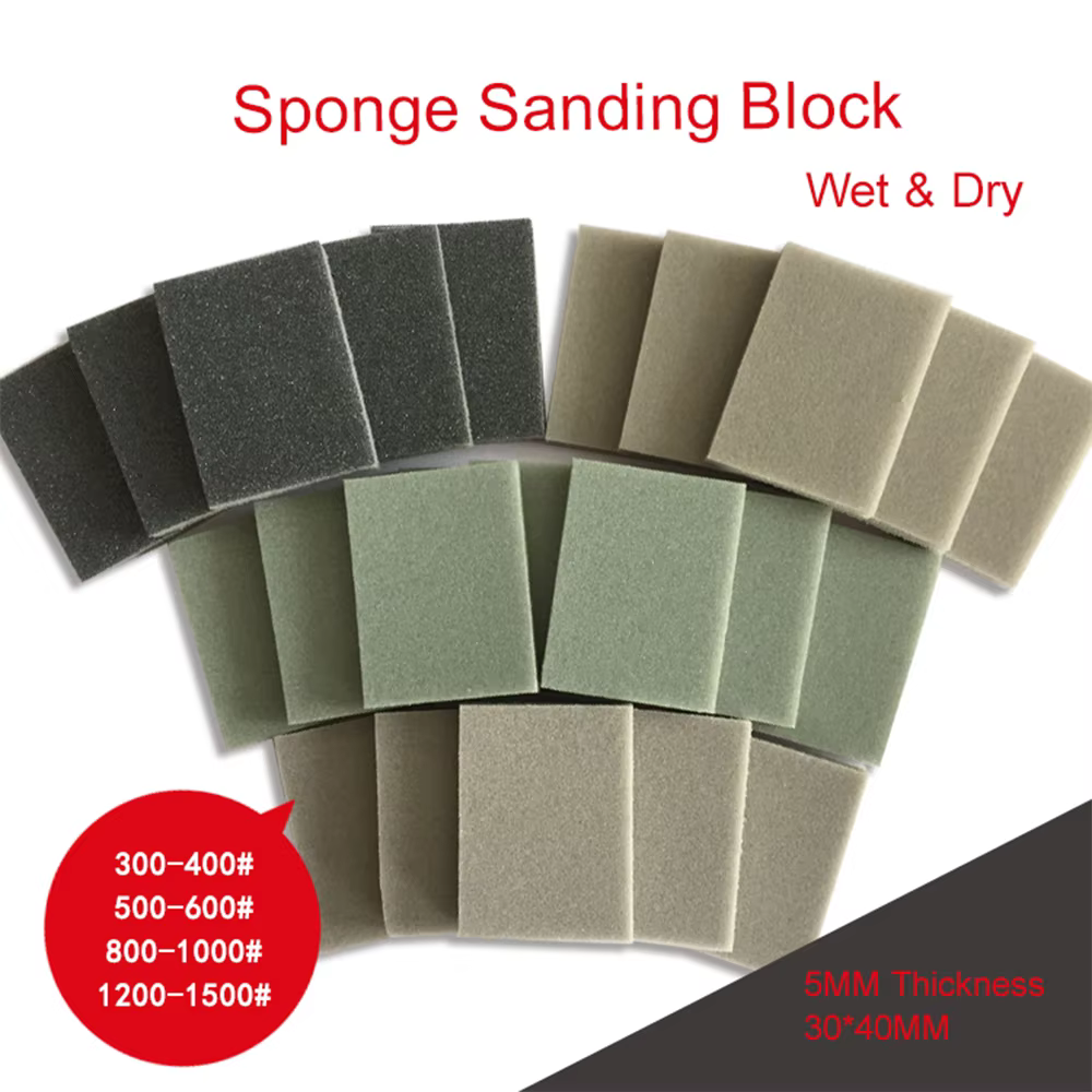 Éponge de ponçage papier de verre 30*40mm 20 pièces assorties 300-1500 grains bloc de sable