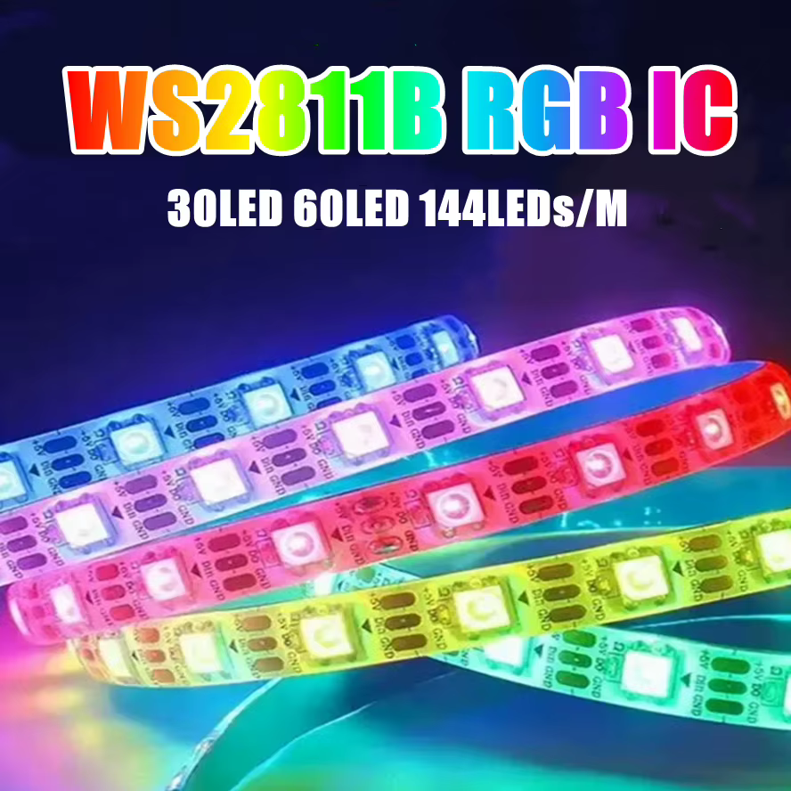 5V contrôle indépendant WS2812B IC Led lumières RGB Led bande lumineuse IP65 IP68 étanche Pixels intelligents lumière magique noir blanc PCB