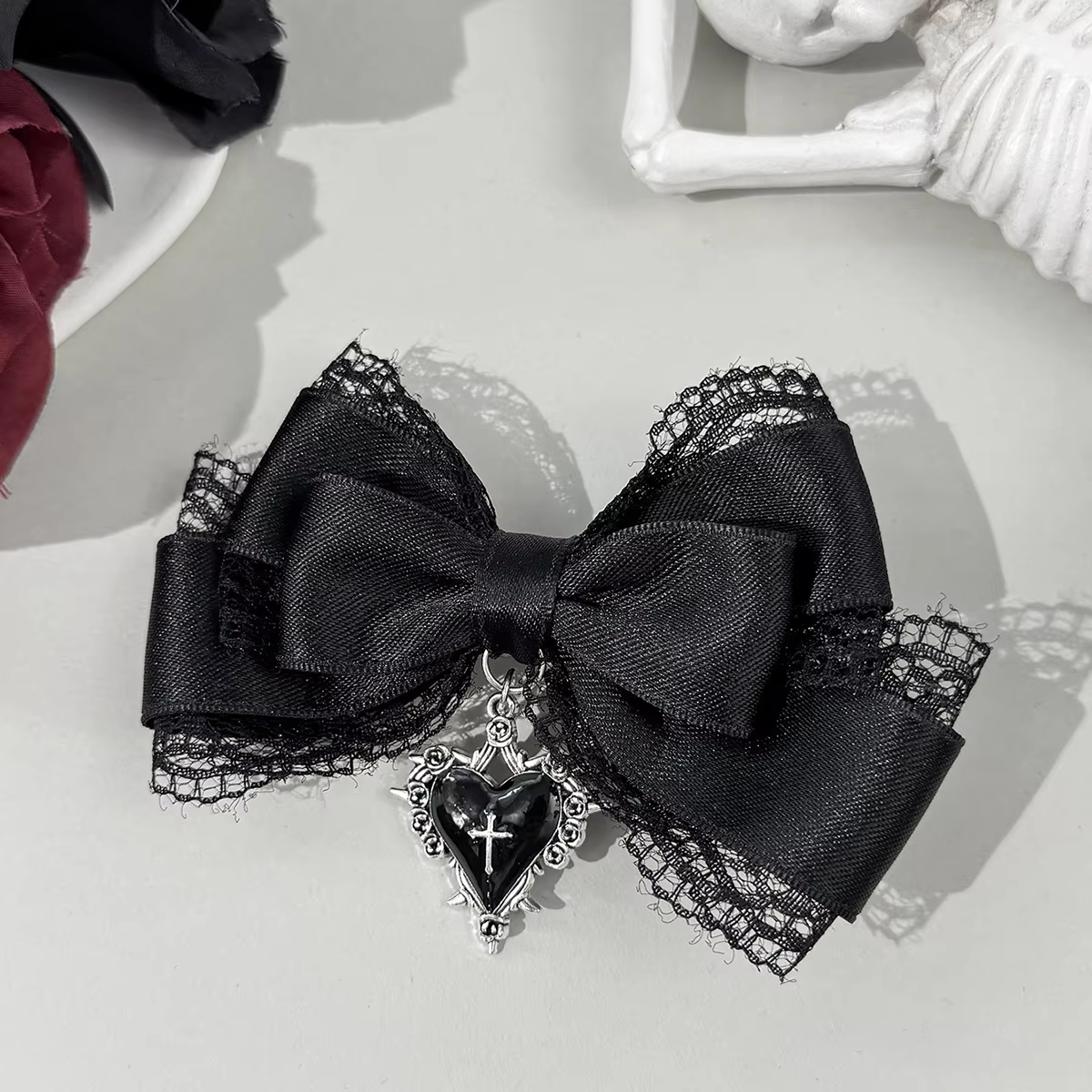 Pince à cheveux gothique Style Lolita, nœud en ruban noir, pinces à cheveux à la mode pour filles, coiffure de haute qualité